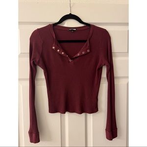 FASHIONNOVA My Favorite Henley Top - Merlot